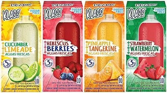 Klass Aguas Frescas Variety Pack, 1 box of Cucumber Limeade, 1 box Strawberry Watermelon, 1 box Hibiscus Berries, 1 box Pineapple Tangerine (40 Total On the Go Packets)