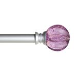 Kenney KN81685 Estrella Purple Sparkle Fluted Acrylic End Standard Decorative Juvy Window Curtain Rod, 28-48" Adjustable Length, Brushed Nickel Finish, 5/8" Diameter Steel Tube