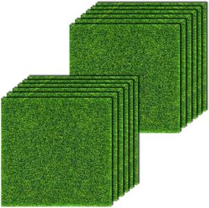 KISEER 12 Pack Fairy Garden Grass 6 x 6 Inches Miniature Artificial Craft Grass for Dollhouse Ornament DIY Decoration