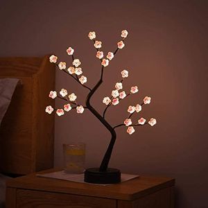 nbe 20”Cherry Blossom Bonsai Lamp, 36 LED Tree Lights, DIY Artificial Bonsai Tree Lights, USB/Battery-Powered Button Switch, Indoor Decor for Bedroom,Tabletop,Christmas Party,Night Light (Warm White)