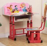 Engineered Wood Mlu Study Desk/Kids Study Table And Chair Set (Mdf Pink) Height Adjustabley Baby Age Between 2-11