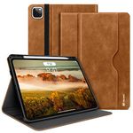 H HOLIMET Case for iPad Pro 11 inch 2022 4th/3rd/2nd/1st Generation 2021/2020/2018 with Pencil Holder PU Leather Protective Cover with Pocket Strap Soft TPU Back Shockproof for iPad Pro 11