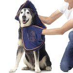 Lucky Paws® Dog Towel - Microfibre Chenille/Noodle Towels - UK Based Seller - Super Soft Pockets - Super Absorbent - Fast Drying - Pet/Puppy Grooming Accessories - 88x32cm - Pack of 1, Navy