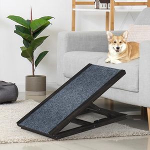 Advwin Dog Ramp for Couch, Folding Pet Stair Ramp with 4 Level Adjustable Hight, Non-Slip Dog Steps for Small Dogs, Portable Wood Dog Car Ramp for Indoor Sofa Bed, Black