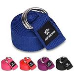 AQF Yoga Strap 1.8M, 2.4M, 3M Soft Cotton Leg Stretcher with D-Ring Buckle Adjustable Fitness Belt for Leg Stretching & Body Stretch Band (Blue, 1.8M)