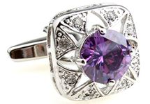 MRCUFF Purple Crystal Pair Cufflinks in a Presentation Gift Box & Polishing Cloth