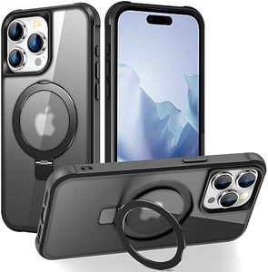 SKYLMW Compatible with iPhone 14 Pro Case with Invisible Magnetic O-Ring Stand Military-Grade Translucent Case for iPhone 14 Pro 6.1" [Compatible with MagSafe][Great Grip Feeling], Black