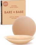Bare Babe Reusable Silicone Nipple Covers - Waterproof, Nude, 4 Shades - Sticky Breast Stickers for Strapless Dress, Honey, X-Large (Fits DDD+)