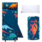 Wildkin Microfiber Nap Mat with Pillow for Toddler Boys and Girls, Measures 50 x 20 x 1.5 Inches, Ideal for Daycare and Preschool, Mom's Choice Award Winner, BPA-Free, Olive Kids (Jurassic Dinosaurs)