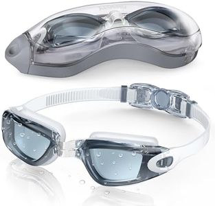Aegend Swim Goggles, Swimming Goggles No Leaking Full Protection Adult Men Women Youth, Light-white Gray
