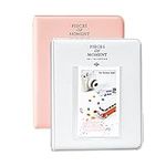 Photo Albums,2Pcs 64 Pockets Album for Fujifilm Mini 7s 8 8+ 9 25 26 50s 70 90 Instant Camera Name Card, Photo Book for PIC-300P/Z2300,Pink&Smokey White