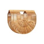 Women's Summer Beach Purse Bamboo Handle Bag Handmade Tote Rattan Basket HandbagsFashion Bag, Bamboo Clutch Bag