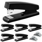6 Pack Desktop Staplers, Heavy Duty Office Stapler with 3000 Staples 24/6 Staples, 2-20 Sheet Capacity Basic Desk Stapler for School Office Supplies, No Jam, Non Slip, Black