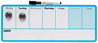 Nobo Mini Magnetic Whiteboard Weekly Planner, Dry Wipe, Wall Mountable, 2 Tone Design, Integrated Pen Clip, Includes Pen & Magnets, 360 x 140 mm, Blue, 1904047