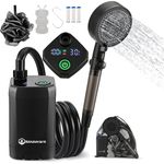 Brarvagur Outdoor Portable Camping Shower, Upgrade 6000mAh Rechargeable Electric Shower Pump with Multifunctional Handheld Filter Shower Head，Suitable for Rinsing, Hiking, RV Travel, Beach Vacations.