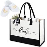 Weewooday 2 Pcs Gifts for Bride Include Bride Tote Bag Bride Slippers, Hen Party Accessories Bridal Gift Bag Spa Slippers for Wedding Day Bridal Shower Favors Women Gifts(White)