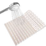 RichAxis PVC Anti Skid Mat For Bathroom Anti Slip Bathroom Mat Shower Area Anti Skid Mats With Suction Cups And Drain Holes For Bathtub Floor Mat (68X38 Cm,Beige)