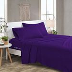 HKS BEDDING - 1000 Thread Count Luxury Soft and Comfy Egyptian Cotton 4 PC Sheet Set Queen Size 12 Inch Deep Pocket Purple Solid Sheet Set