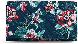 Vera Bradley Women's Cotton Trifold Clutch Wallet with RFID Protection, Rose Toile - Recycled Cotton, One Size