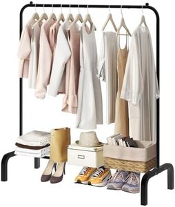 Metal Clothing Rack, Garment Rack for Hanging Clothes Portable Clothes Rack with Bottom Shelf for Hanging Shirts,Jeans and Coats (black)