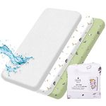 Lilly B. Organic Cotton GOTS Cot Sheets 120x60 Fitted 2+1 Waterproof Protector Compatible Snuzpod, and All Bedside Cribs, Mini Cribs up to 60x120cm Pack of 3 Pieces.