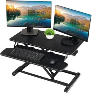 TechOrbits OF-S06-2 Desk Converter-37-inch Height Adjustable, MDF Wood, Sit-to-Stand Rise-X Pro Black, 37"