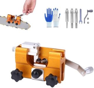 Chainsaw Chain Sharpener, Universal Chain Saw Sharpener Jig Kit With 5 Sharpening Rods, Portable Hand Crank Blade Sharpening Tool For Gas And Electric Saws (Yellow,Large)
