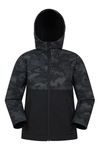 Mountain Warehouse Exodus Kids Softshell Jacket With Hood -Girls Boys Black Kids 7-8 Yrs (116-128 cm)