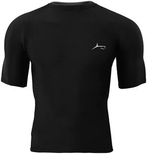 PROSHARX Half Sleeve Compression T-Shirt - Men's Athletic & Sports Tights for Fitness (Medium, Black)