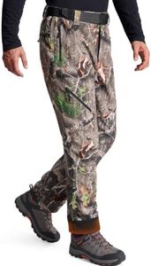 FREE SOLDIER Men's Fleece Lined Outdoor Cargo Hiking Pants Water Repellent Softshell Snow Ski Pants with Zipper Pockets (Hunting Camo 32W x 30L)