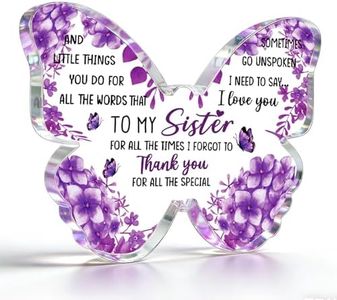 Best Sister Ever Gifts Birthday Gifts for Sister from Sisters Acrylic Plaque Desk Decor Purple Butterfly Friendship Gift for Women Birthday Mothers Day Thanksgiving Wedding from Sisters Brother Ideas