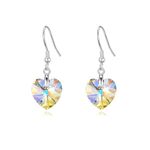 Philip Jones Sterling Silver Aurora Borealis Heart Earrings Created with Zircondia® Crystals