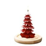 SS Enterprise Organic Soy Wax Christmas Tree Piller Candle for Decor | Christmas Tree Shaped Scented Aromatic Fragrance Candles | Smoke-Free Candle | Xmas Decoration Accessories (Pack of 1, Red)