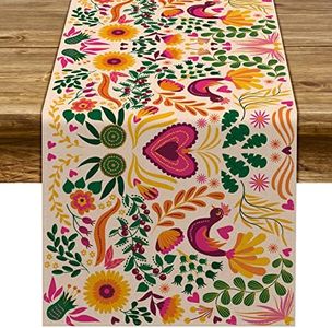 Sunwer Mexican Fiesta Table Runner Mexico Dia De Los Muertos Decoration Cinco De Mayo Party Supply Home Kitchen Dining Room Decor(13" x 72")