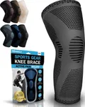 POWERLIX Knee Compression Sleeve - Best Knee Brace for Knee Pain for Men & Women â€“ Knee Support for Running, Basketball, Volleyball, Weightlifting, Gym, Workout, Sports - (Gray S)