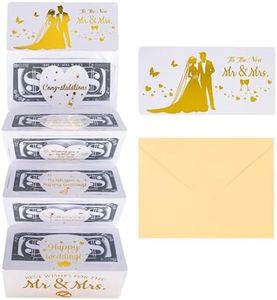 pVq Wedding Card for Bride and Groom Wedding Money Holder for Cash Gift Card with 6 Slots Money Envelopes to New Mr & Mrs (White)