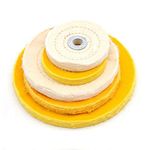 2Pcs Spiral Double-Stitched Buffing Wheel White Polished Wheel Pad Mop Kit Buffer Polishing Grinding Machine Pad 3 inch (75mm) 16mm Hole