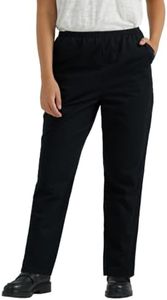 Chic Classic Collection Women's Cotton Pull-on Pant with Elastic Waist, Black Twill, 14 Petite