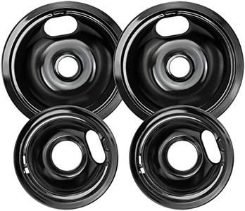 W10290350 W10290353 Porcelain Burner Drip Pan Bowls by Blutoget - Fit for Whirlpool Electric Range Stove Pans- 2 Pack 8-Inch and 2 Pack 6-Inch Pans(Black Porcelain),W10288051 Electric Stove Drip Pans