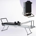 DlandHome Foldable Pilates Reformer Machine for Home Gym,Foldable Reformer Pilates for Beginner, Up to 330lbs, Black