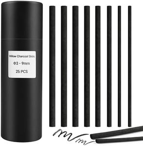 Dlicoda Willow Charcoal Sticks, Natural Willow Charcoal Pencils for Artists, Beginners, Students, Great for Sketching, Drawing, and Shading, Pack of 25 (3-9, Millimeters)