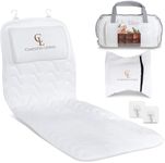 Claessonliving Full-Body Bath Pillow (17''x49'') - Bathtub Cushion with Headrest Supports Neck, Back and Legs - Free Hanging Hooks for Fast Drying Over Tub - Includes Washing and Travel Bags - White