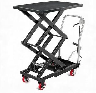 Hydraulic Lift Table Cart, 770 LBS Capacity 50 in Lifting Height, Double Scissor Lift Table with 4 Wheels and Non-Slip Pad for Material Handling and Transportation, Black