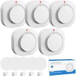WARROXIDE Smoke Detectors for Home,Photoelectric Wireless Fire Alarms Replaceable Battery Powered,Portable Smoke Alarm with Test/Mute Button,Attic Smoke Detector,5 Pcs