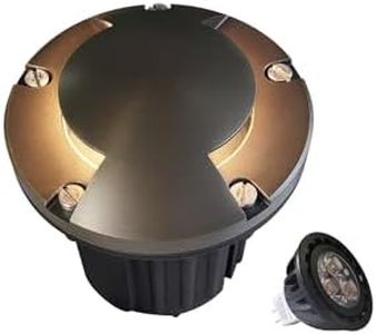 MALORY Brass Top Cover Landscape Well Lights,(5''H) 12V Low Voltage Outdoor In Ground Lights,Landscape Lighting for Pathway, Driveway and Garden (Two-Direction Turret, 1-Pack with Bulb)