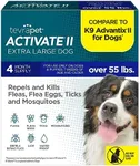 Activate II Flea and Tick Prevention for Dogs | 4 Count | Extra Large Dogs 55+ lbs | Topical Drops | 4 Months Flea Treatment