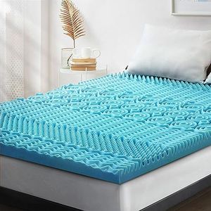 Mona Bedding Double 7 Zone Memory Foam Mattress Topper Cool Gel Bed Mattress Protector Pad with Removable Bamboo Cover Breathable Underlay Mat 5CM Thick D Size 190cm x 137cm