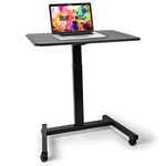 Duronic Sit-Stand Desk WPS47 | Portable Ergonomic Desk for Laptop | 80x50cm Platform | Multi-Use Video Projector Table on Wheels | Adjustable Height by Handle | 30kg Capacity | Home Office Workspace