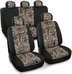 CarsCover Real Black Camo Seat Covers Maple Forest Tree Leaf Pattern Camouflage for Auto Truck Car SUV Hunter Style Seat Cover (9pc Black Camo Low Back)