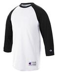 Champion Men's Raglan Baseball Tee, White/Navy, 3XL